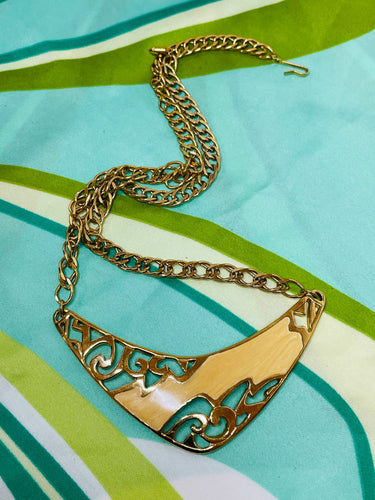 1980’s Cream and Gold Necklace Devil's Details